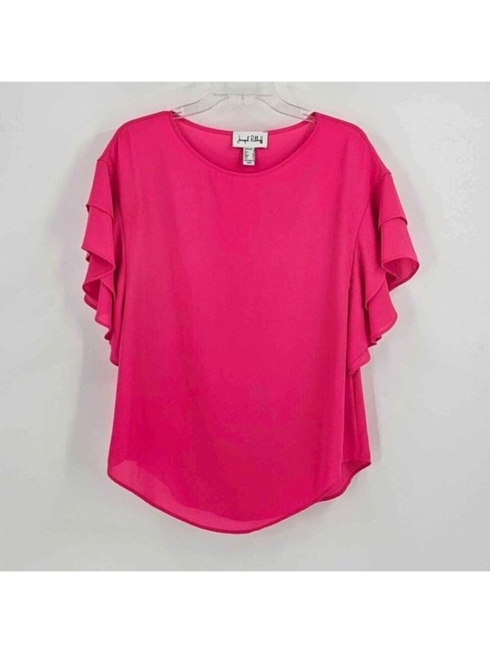 Joseph Ribkoff Pink Ruffle Sleeve Blouse Women's 2 XS Chest 36" Lightweight Top